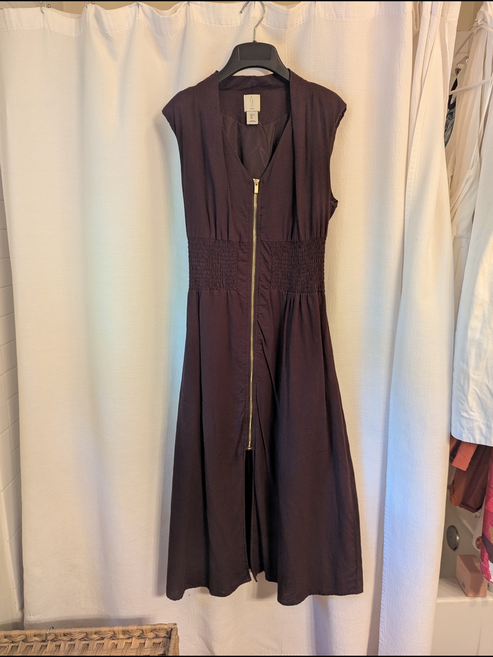Joie Dark Brown Zip-Front Midi Dress